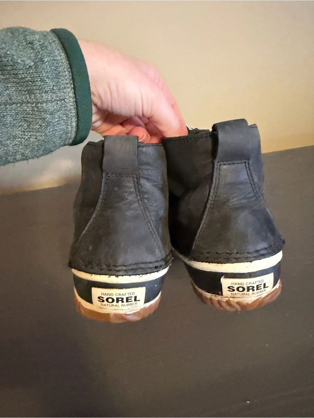 Black Lace-Up Duck Boots with Gum Sole